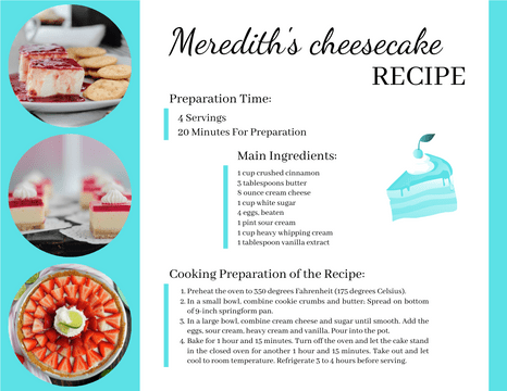 Meredith's cheesecake Recipe Card