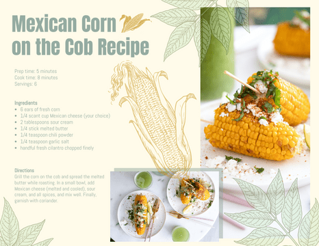 Mexican Corn on the Cob Recipe Card